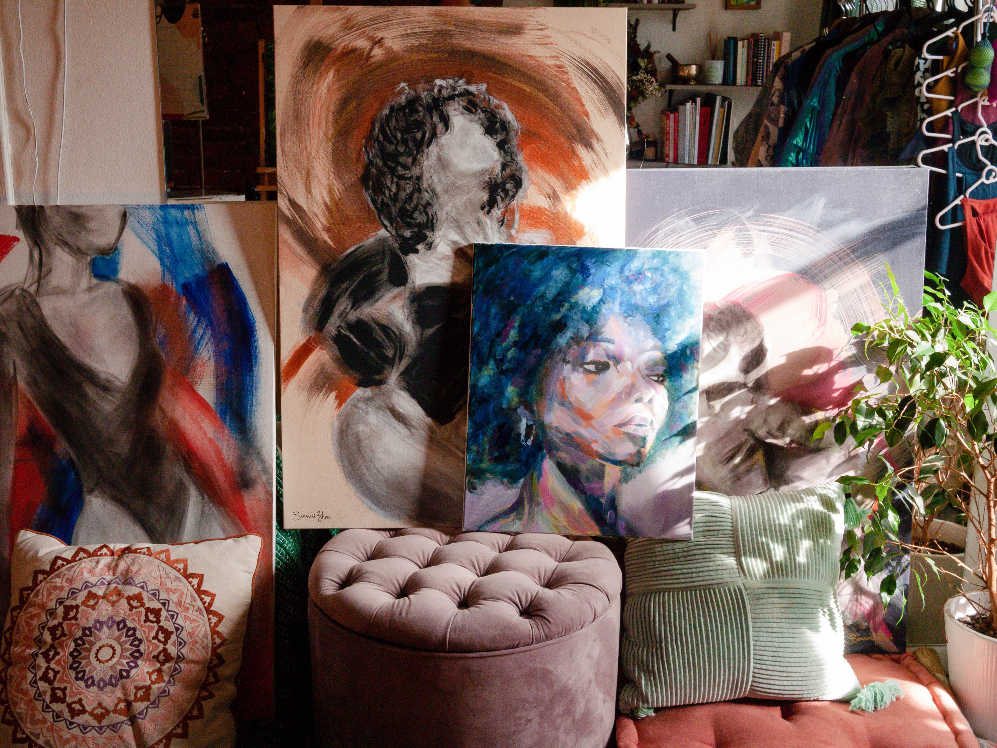 Four of Bonnie's paintings side by side